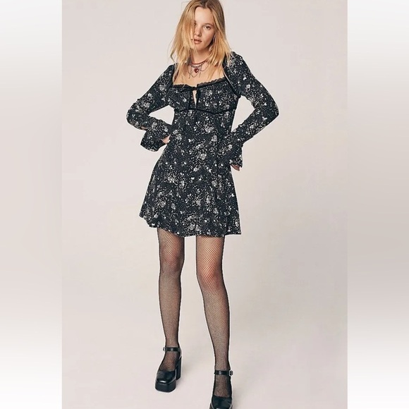 Free People Tess Mini‎ Dress color black and cream size XS - Picture 1 of 7